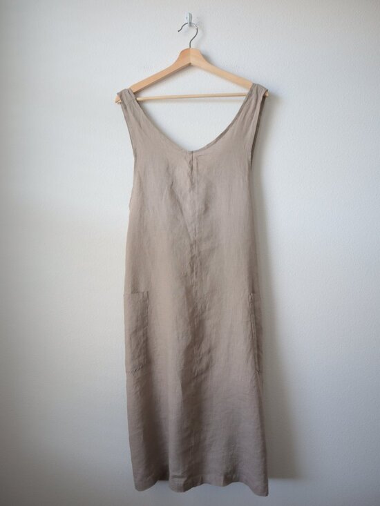 Flax Dresses & Skirts - FLAX Open Cross Back Linen Apron Dress | S